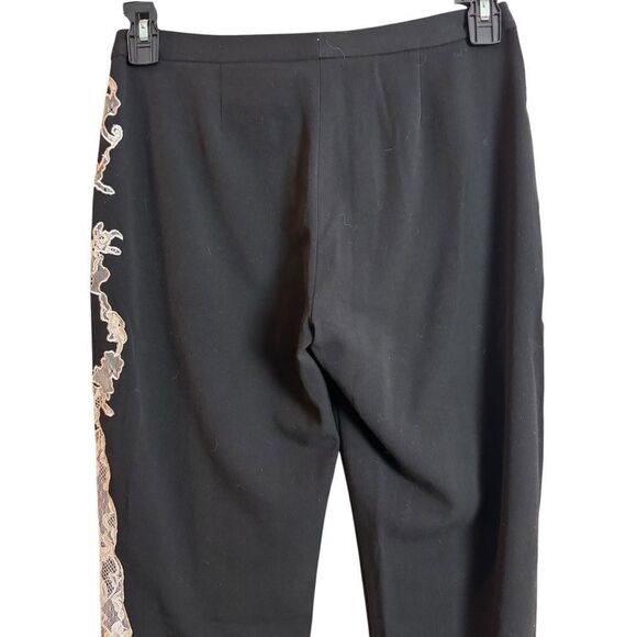 Vintage 90's Y2K Cache Black White Lace Trim Side Slit Dress Pants Size 4 NEW - Picture 5 of 9